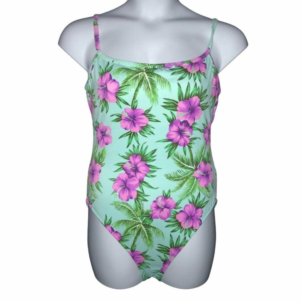 NWT Leilani One Piece Swimsuit Womens Plus Size 16 Hawaiian Floral Plumeria
